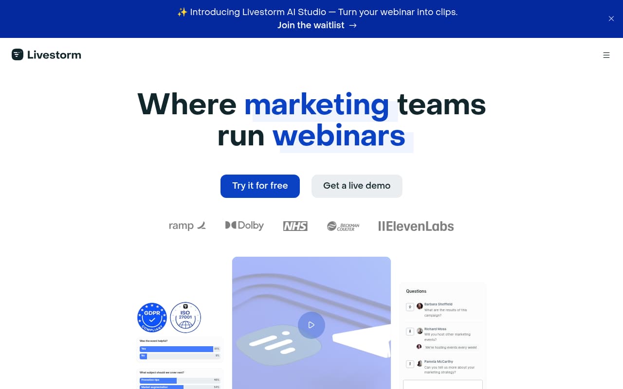 Livestorm – La plateforme de webinaires et visioconférences qui tourne dans le navigateur